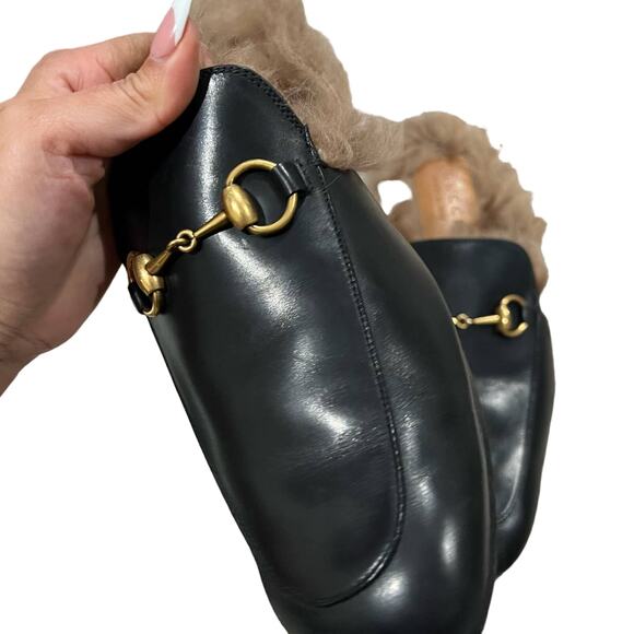 Gucci Men's Princetown Fur Mule slide Loafer Size 8 - Picture 4 of 13